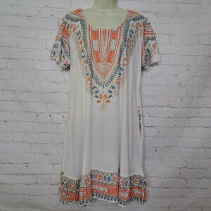 Lapogee NEW 100% Rayon Boho Tribal Midi Dress Size XL